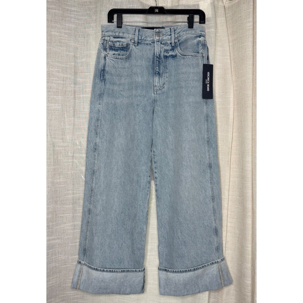 NWT Veronica Beard Taylor Wide Leg Crop High Rise Jeans Airway Cloud Women's 29